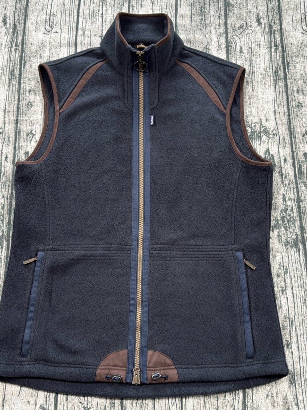 Barbour Langdale Gilet Fleece Vest Mens L Navy Blue Full Zip